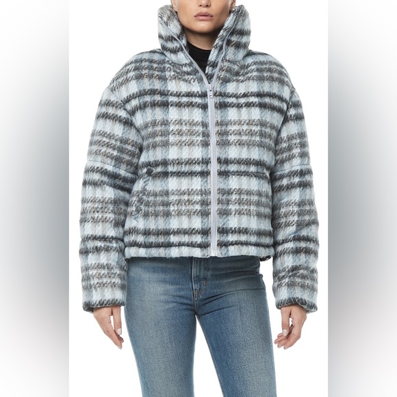 Apparis Josh Plaid Faux Wool Puffer in Cloud Plaid size M NWT - Picture 2 of 12